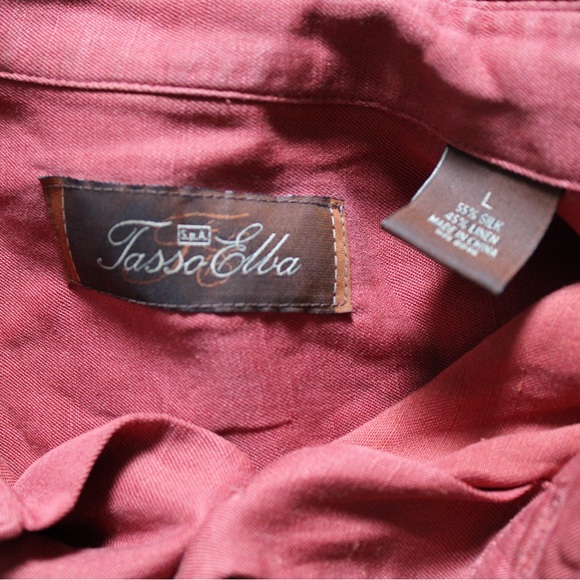 TASSO ELBA Men's Silk Blend Button-Down Shirt - Picture 3 of 3